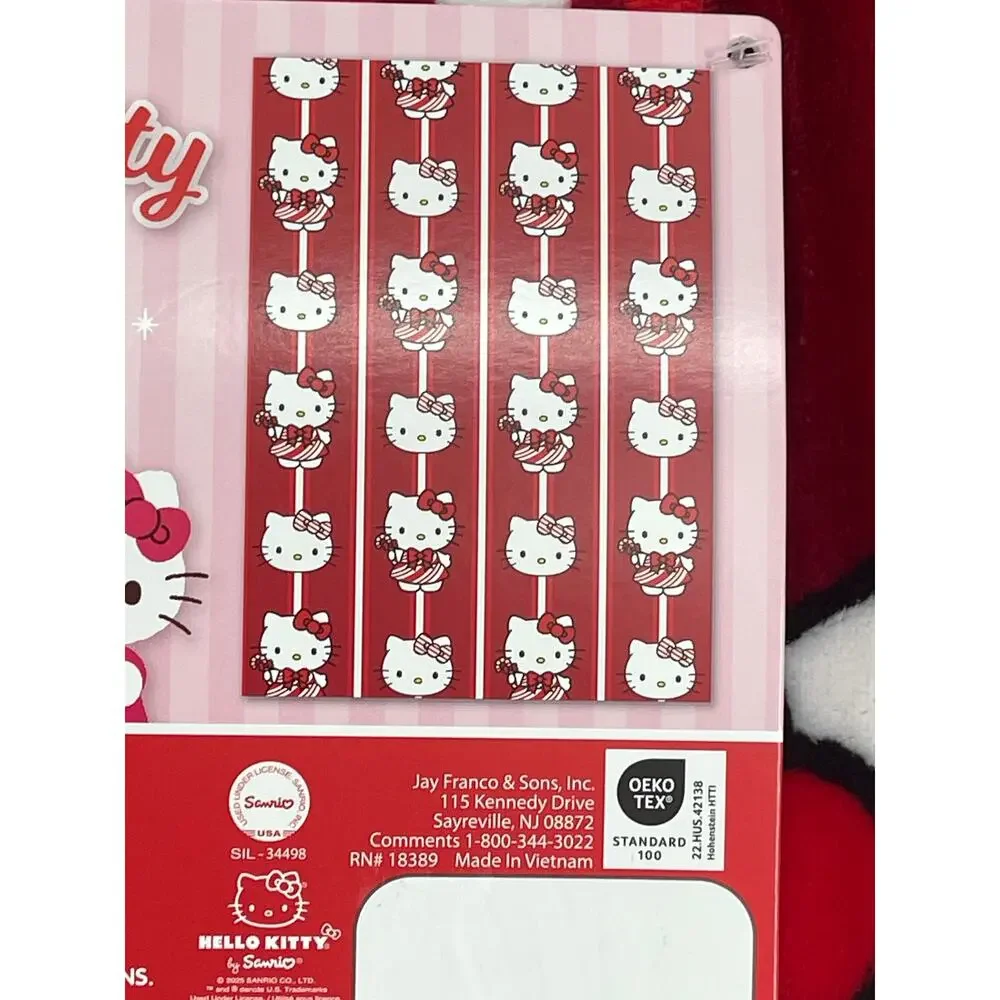 Hello Kitty Holiday Plush Throw Blanket 50 x 70 inches Red Candy Cane NEW